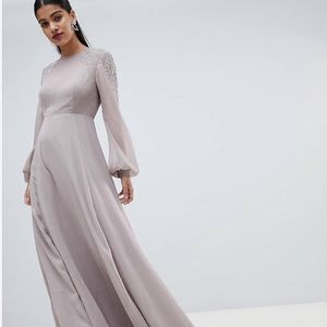 ASOS DESIGN embellished shoulder mesh maxi dress